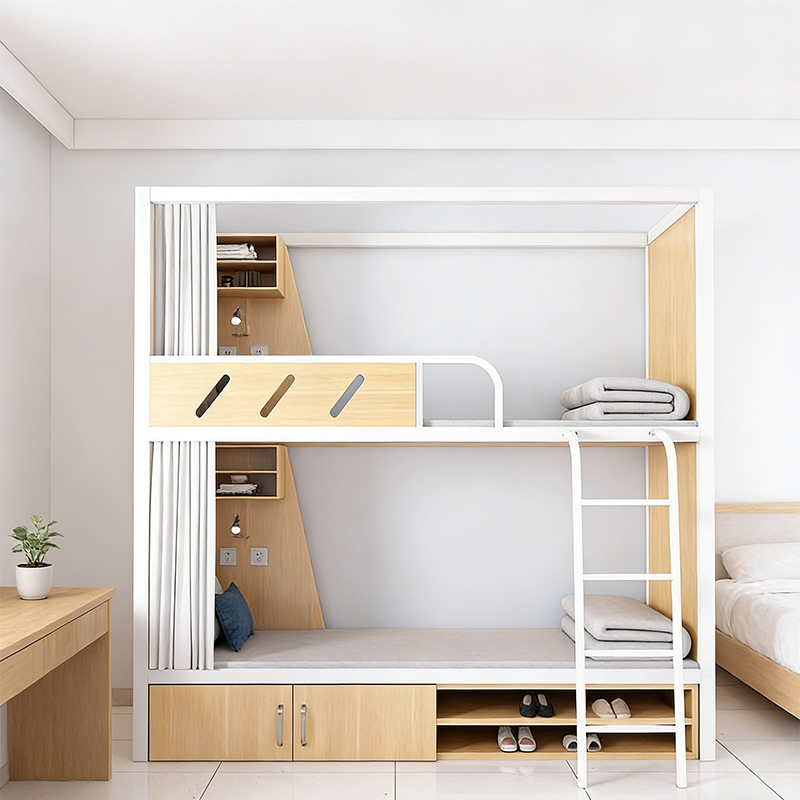 White cabinet with under-bed storage