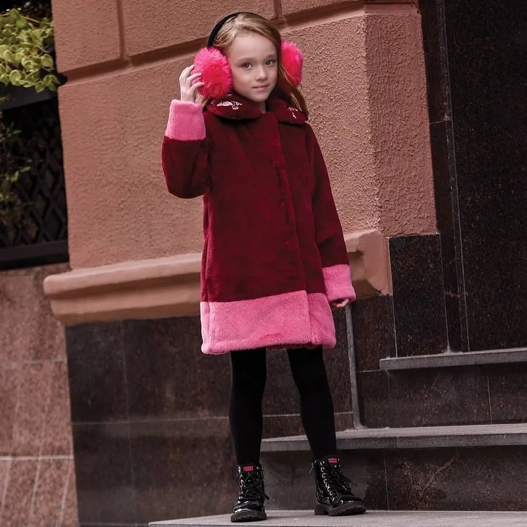 Stilnyashka 3104 / 1-16 kalın sıcak kış çocuk giysileri, kızlar için moda uzun ceket, çocuk giyim lüks