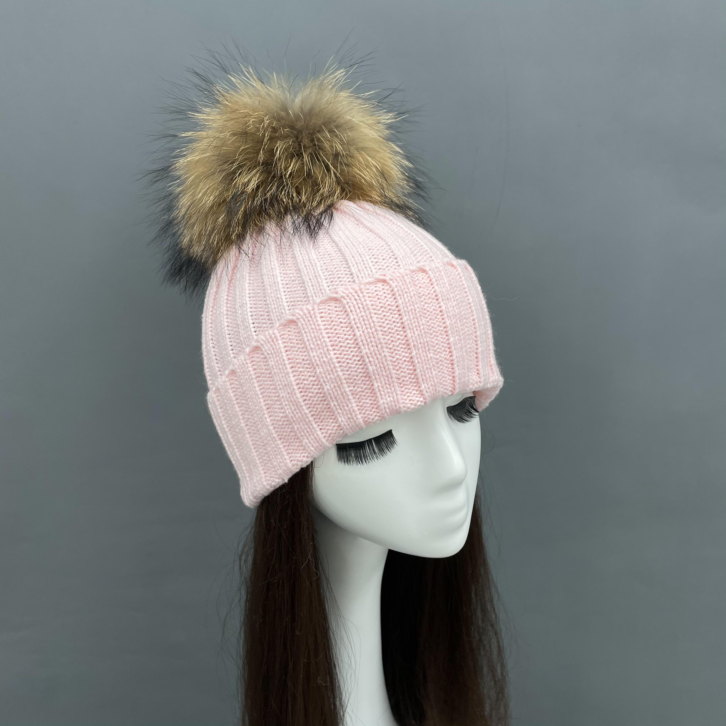 pink knitted beanie hat