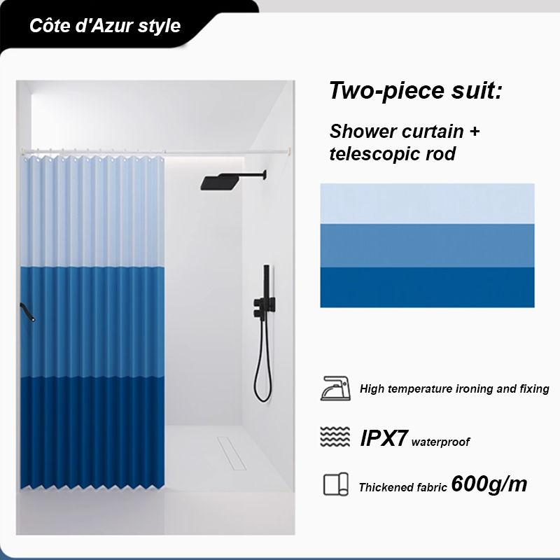 Cote d Azur -shower curtain+Telescopic rod