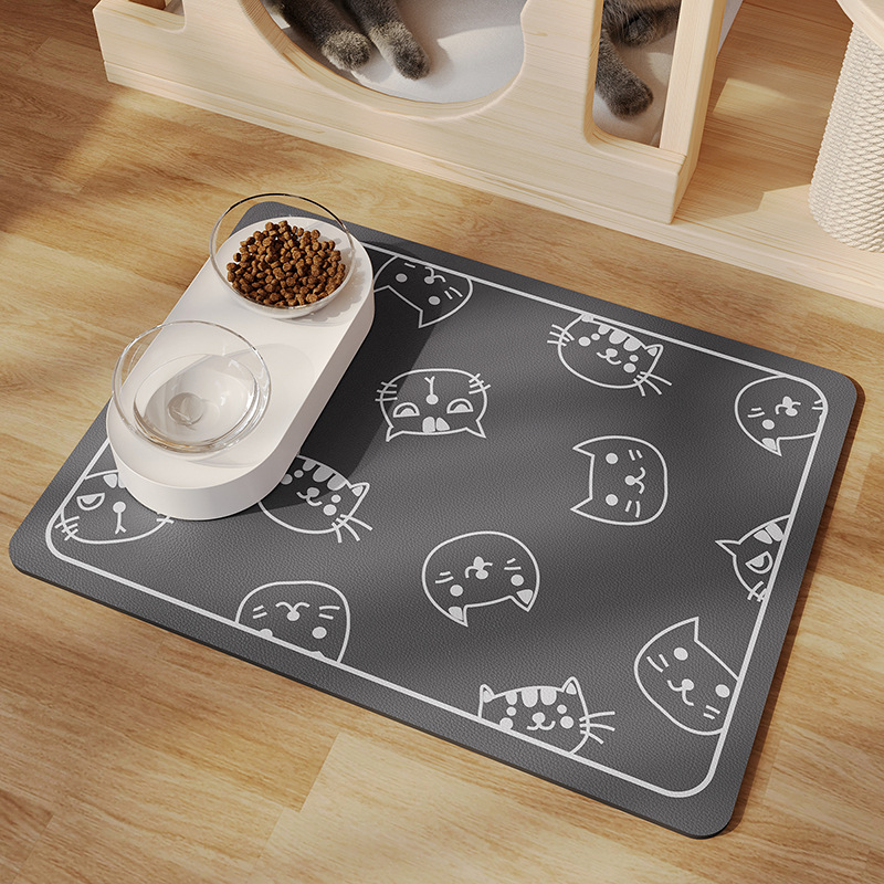 Tapis d'alimentation pour animaux sans lavage - Gris foncé pour chats et chiens
