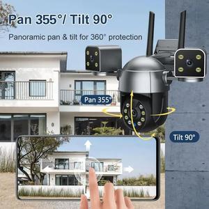 6K 12MP WiFi güvenlik kamerası 3 Lens 3 ekranlar 8X dijital Zoom AI İnsan algılama 4 açık CCTV PTZ IP kablosuz üç - Product Image 3
