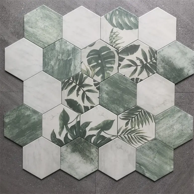 Modern country style 3D three-dimensional hexagonal glazed ceramic wall tiles 20 * 23 cm floor mixing features matte tiles