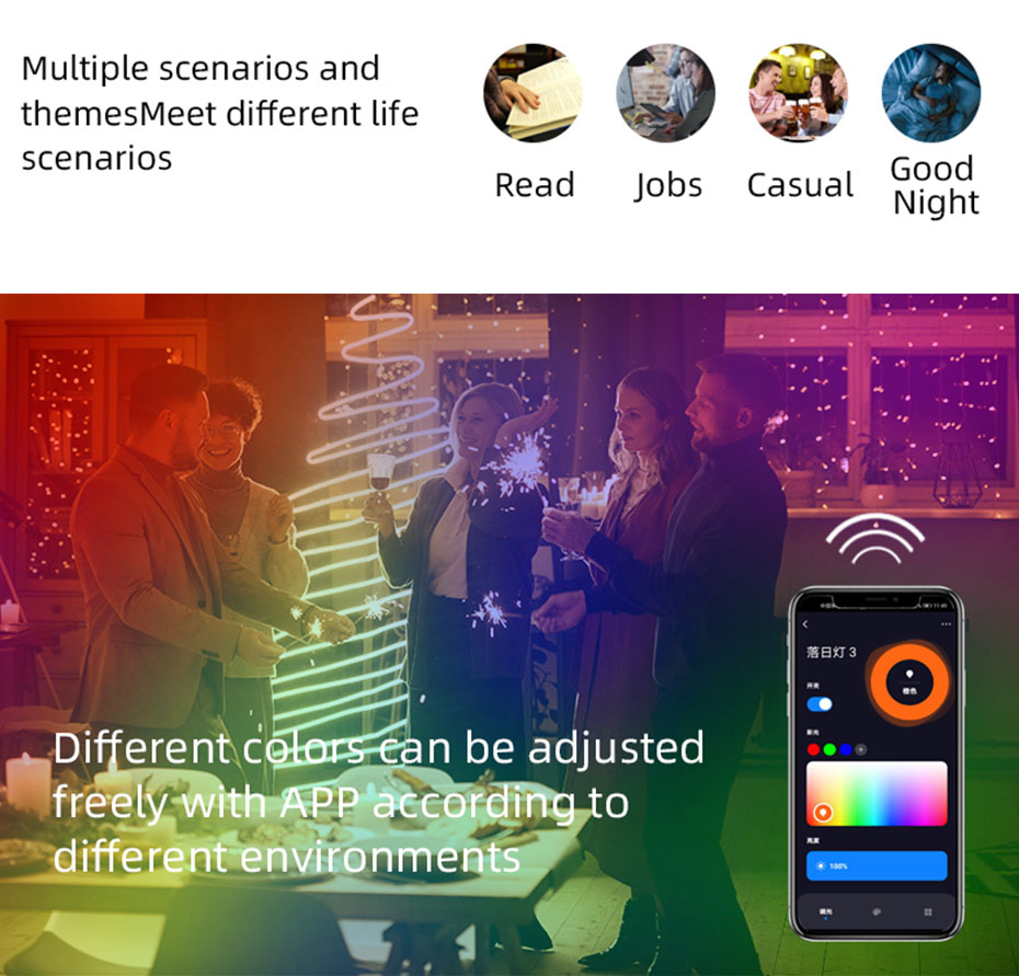 Colorful WiFi Tuya Sunset Lights APP Controlled Full Spectrum RGB Adjustable 360 Rotation with Alexa Google Sunlight Lamp