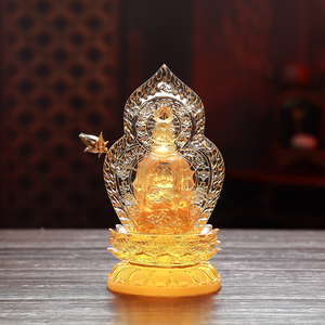El yapımı kristal cam Bodhisattva heykeli kaya mat parlak kaplama Zen budist dekor için ev/ofis şık dini heykel