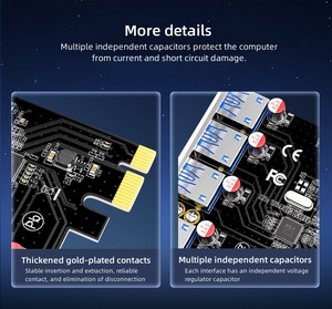 DTECH PCI-e 1X4X8X16X插槽至4个USB 3.0端口集线器5gbps速度PCI-E扩展快速卡适配器 - Product Image 4
