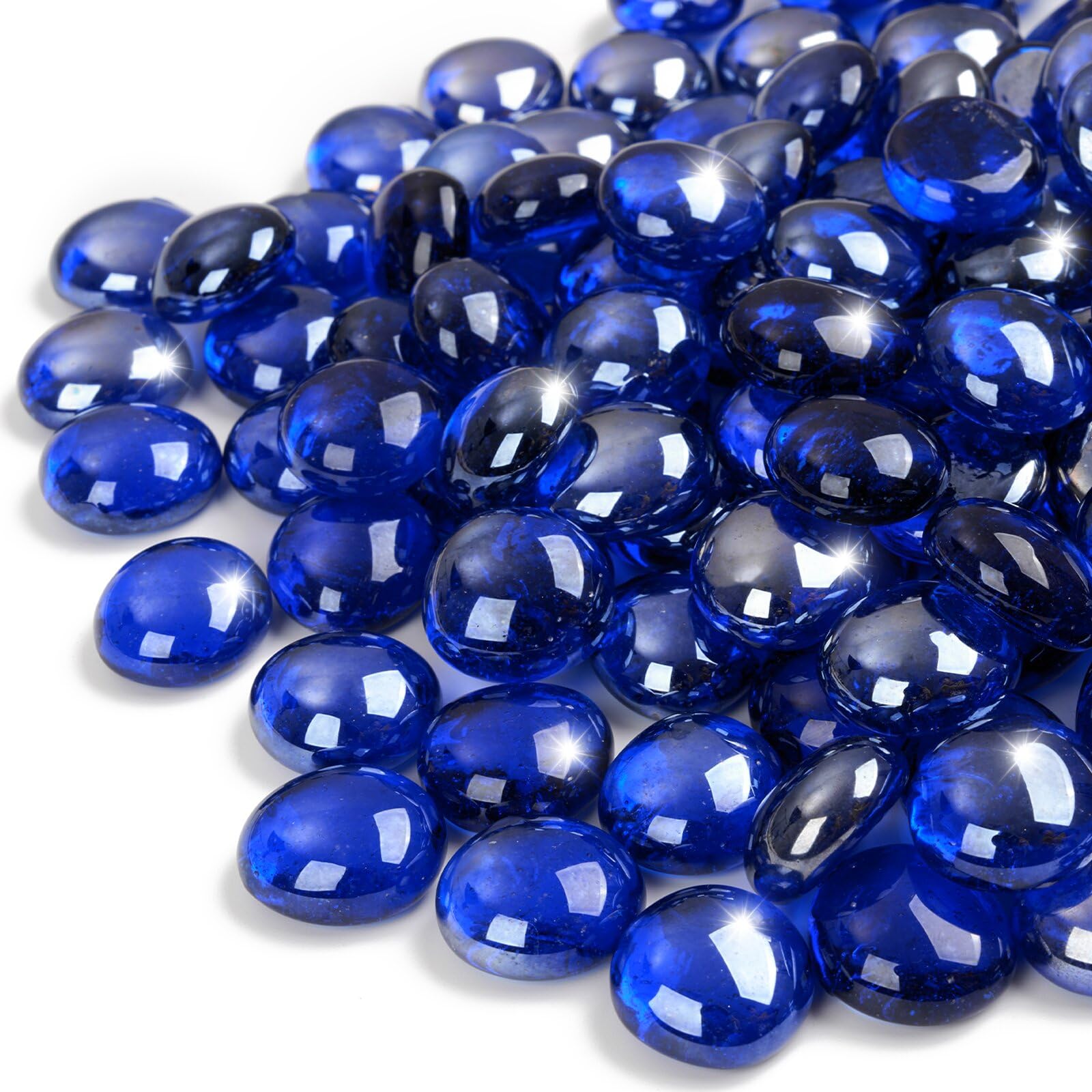 Galet de verre plat bleu cobalt