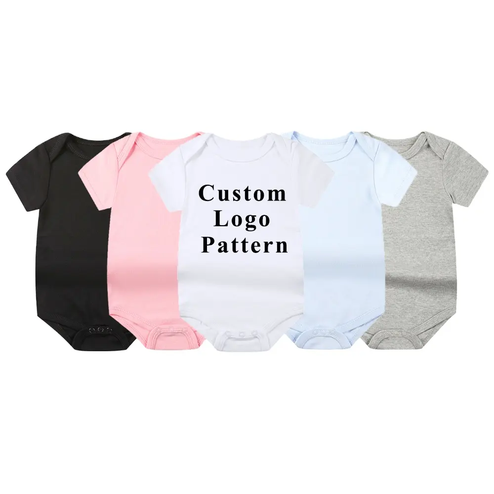 Customize Bamboo short sleeve Summer rompers white black baby onesie 100% cotton baby girl romper baby clothes