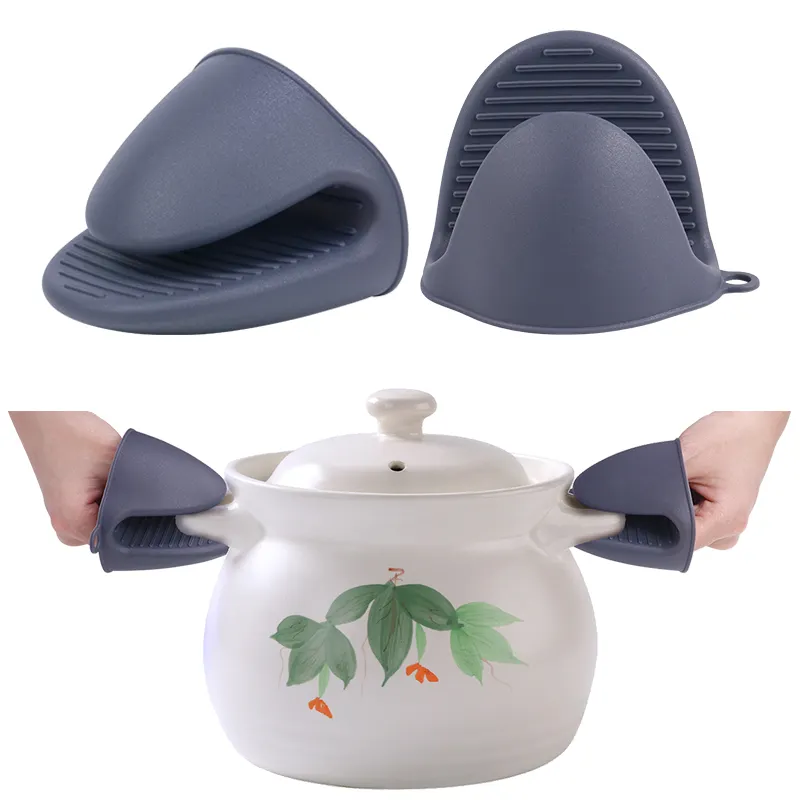 Guanti da forno guscio in Silicone resistente al calore utensili da forno per griglia da cucina Set di guanti da forno a microonde antiscivolo portasciugamani da cucina