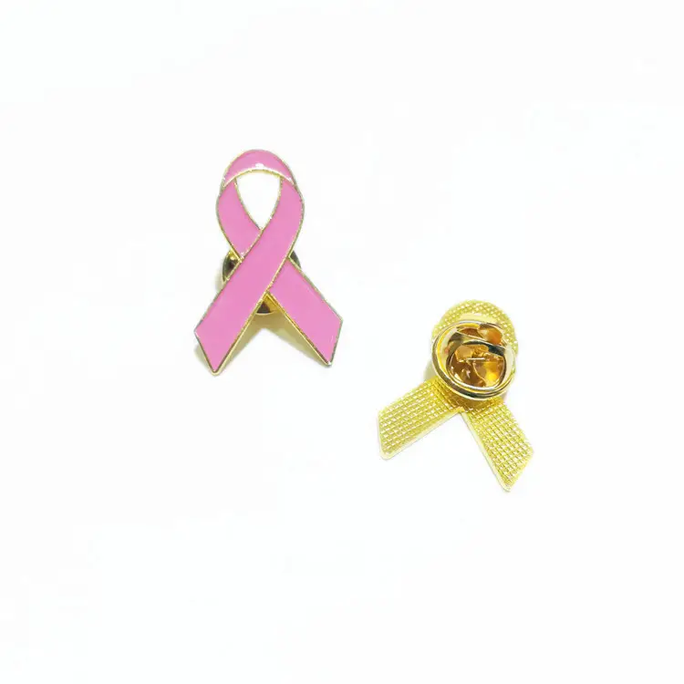 Pin de Metal para cáncer de pecho, insignias de cinta rosa