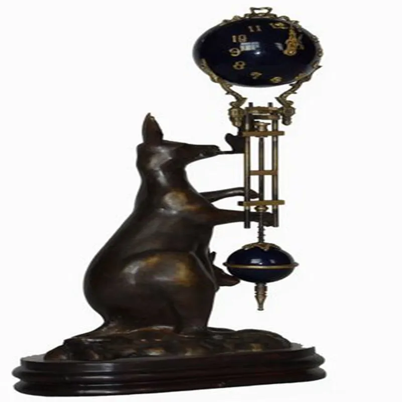 Imitasi Antik Kuningan Kanguru Globe Gerakan Mekanik Meja Pendulum/Jam Rak/Jam Tangan