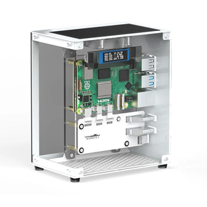 Kit de funda protectora de Raspberry Pi 5 con ventilador de refrigeración, luz de Color RGB y pantalla 0,96, carcasa electrónica DIY compatible con M.2 SSD