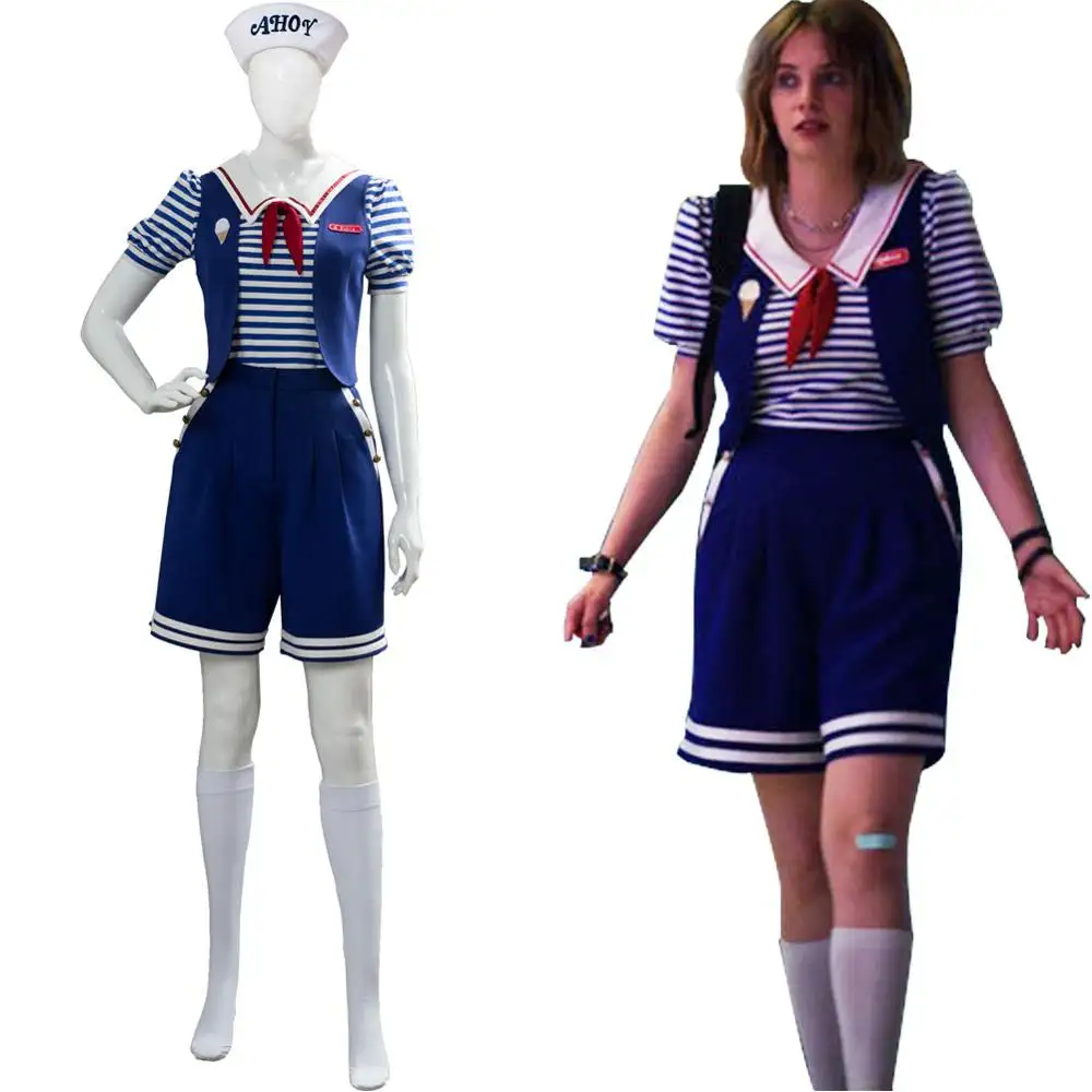 Disfraz personalizado de Stranger Things, disfraz de Halloween de Robin Scoops Ahoy para mujeres adultas, uniforme de la Marina