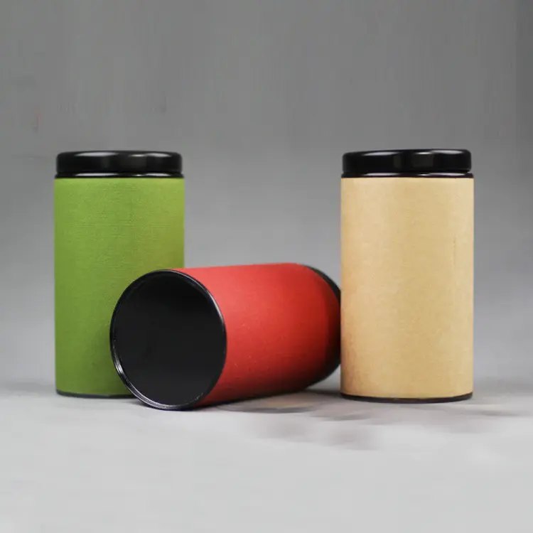 Tubo di carta di vendita calda per tubo di imballaggio del tè con coperchio in metallo con carta isolante all'interno
