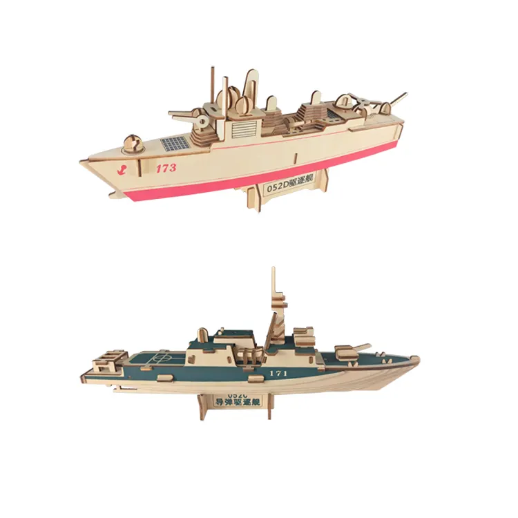 Bateau jouet militaire 3D en bois pour enfants, nouveau