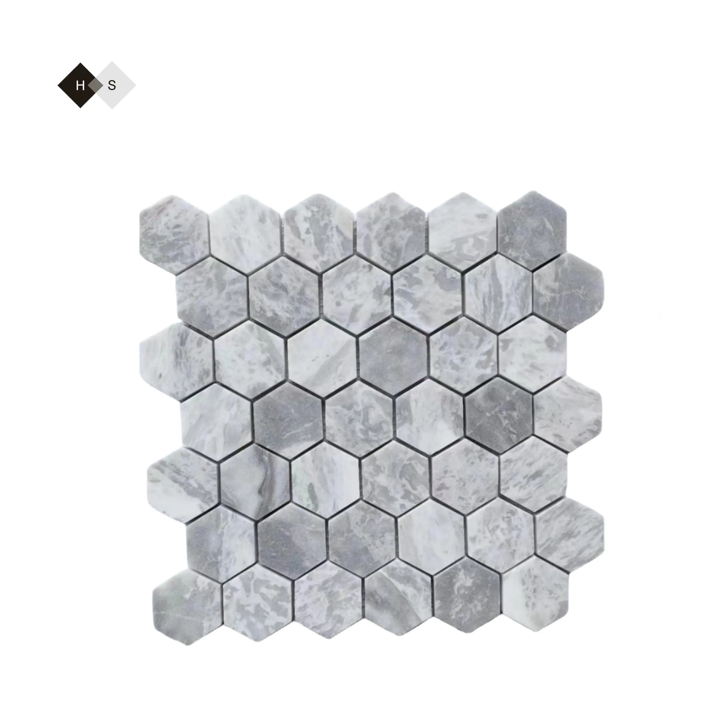 Gran oferta de calidad, azulejo de mosaico de mármol de color blanco, gris, triángulo marrón, azulejo de mosaico de vidrio barato, paneles de fachada exterior