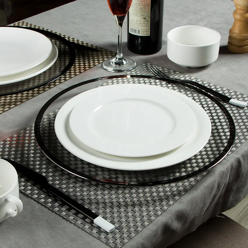 Prato de cerâmica personalizado prato branco de porcelana, pratos de cerâmica para vegetais e restaurantes