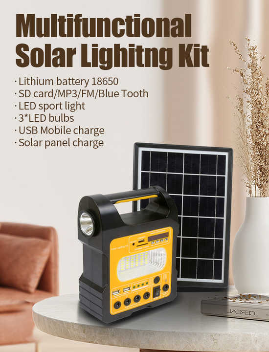 Multi-function Complete Set with Solar Panel Portable Mini Digital Auto Solar Lighting Kit