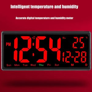 Grande orologio da parete digitale TEMP data settimana modalità notte orologio da tavolo 12/24H memoria spenta sveglia a LED per decorazioni per la casa - Product Image 4