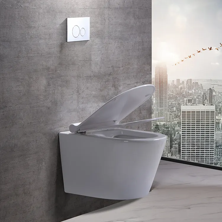 2023 nuovo design americano porcellana sospesa senza montatura p trappola sanitari wc a parete appeso wc sospeso
