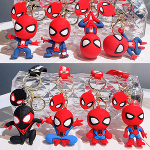 Yaratıcı 9 tasarım Marvel Spi der-adam PVC anahtarlık yumuşak yeni alaşım çanta araba anahtarı ile 3D kolye serigraf kauçuk anahtar zincirleri - Product Image 3