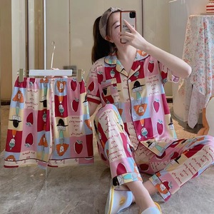 Fashion 2022 Milk Silk Sleepwear and Pijama Feminino Brasil En Soie Moux Three Piece Pajama 3 in 1 for Woman <strong>Sleep</strong> &amp; Lounge Set