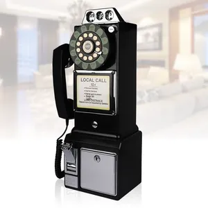 Cổ Phong Cách Mỹ 1950S Điện thoại đồng tiền hoạt động nút cổ điển Nhà Điện thoại cố định treo tường máy tính để bàn Viễn Thông - Product Image 4