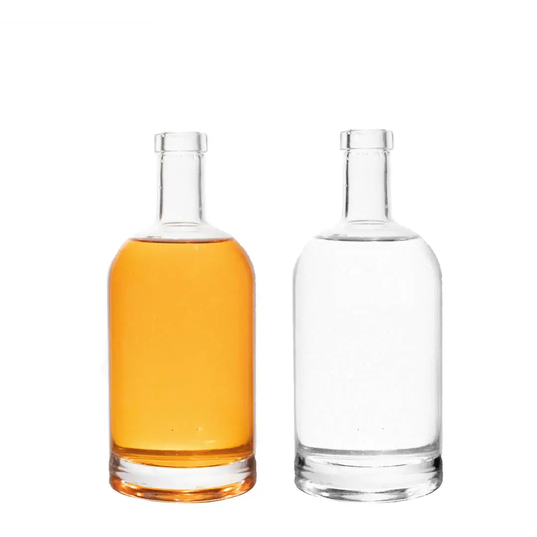 custom empty round shaped liquor glass bottle empty alcohol brandy whisky glass bottle for liquor