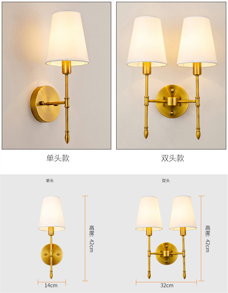 Wall lamp bedroom bedside living room background wall Candlestick American rural industrial simple staircase aisleWall Lamp
