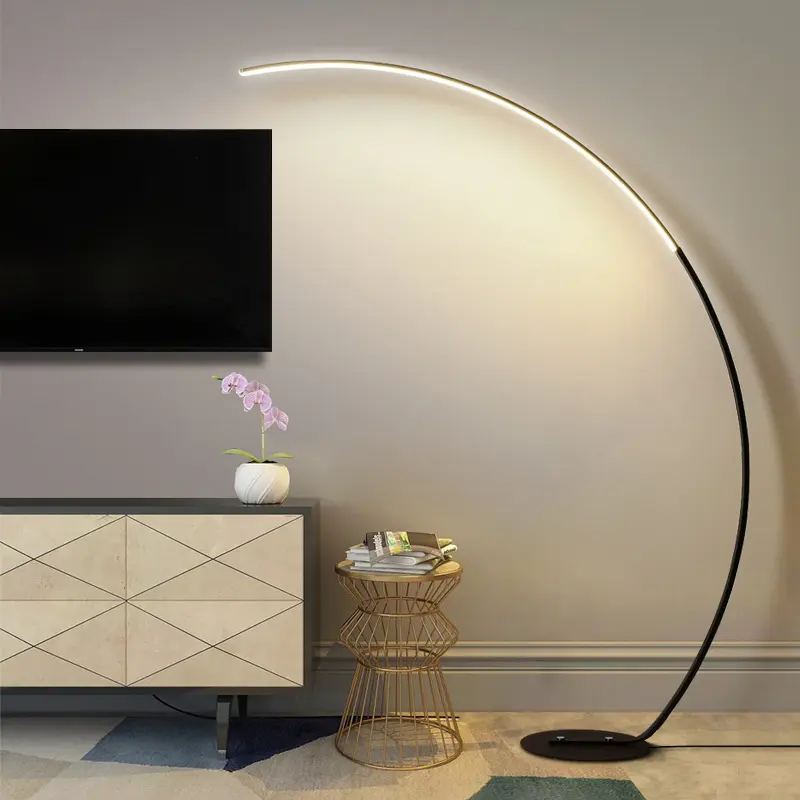 Dimmable C Shape Led Lighting Nordic Black White Corner Floor Lamp Bedroom Decor Living Room Arc Shape Floor Lamp