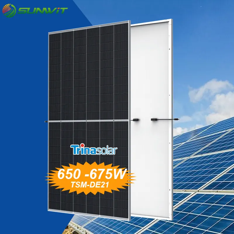 טרינה P סוג פאנלים סולאריים סולאריים 650 וואט 660W 670W פאנלים סולאריים מונו-גבישי TSM-DE21 650-670W