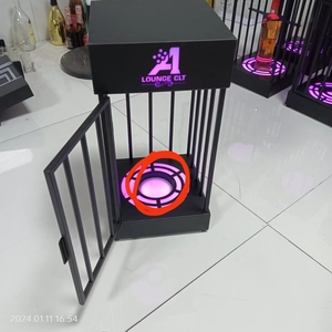 Biểu Tượng Tùy Chỉnh Có Thể Sạc Lại Vàng Đen Lồng Hiển Thị Vip Kim Loại LED Vương Miện Rượu Sâm Banh Chai Lồng Presenter Cho Bar Đảng - Product Image 3