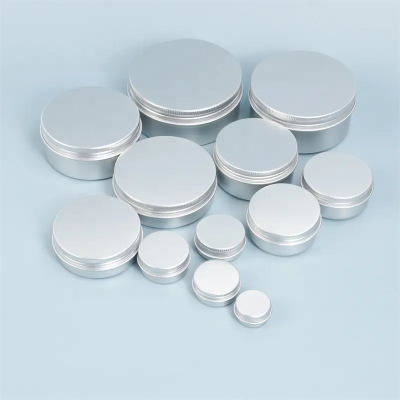 5G 30G 60G 80G 100G 200G Ronde Metalen Prachtige Lege Blikje Reizen Herbruikbare aluminium Jar Metal Container 2Oz 4Oz 6Oz 8Oz 10Oz