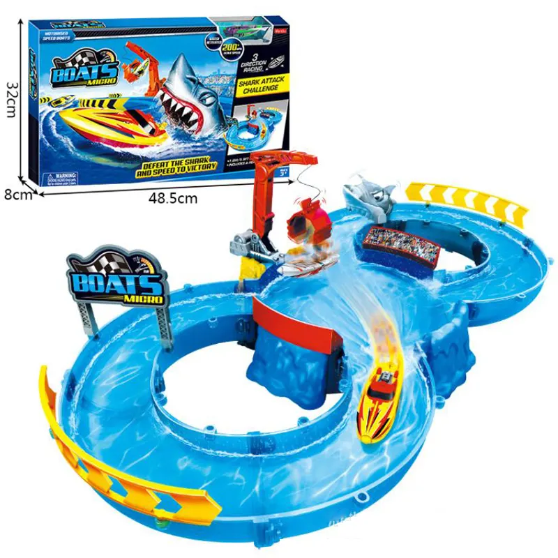Nuevo juguete 2020 vendiendo agua juguete | Tren de juguete 24 pcs de ferrocarril con barco de juguete de agua popular pista para los niños
