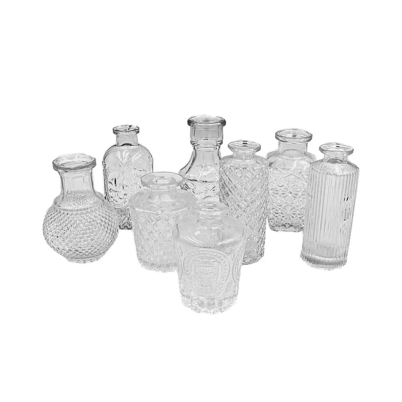 Cổ Điển Mini Các Loại Thủy Tinh Centerpieces Nụ Lọ Bộ 12 Nhỏ Rõ Ràng Lọ Cho Hoa Bảng Nhà Trang Trí Trong Số Lượng Lớn Hiện Đại