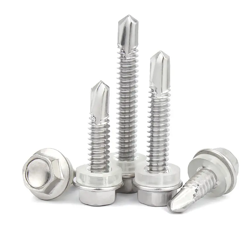 Stainless Steel Roofing Tek Screws With Rubber Washers Tornillos Hexagonal Hex Head Self Drilling Screws SUS410