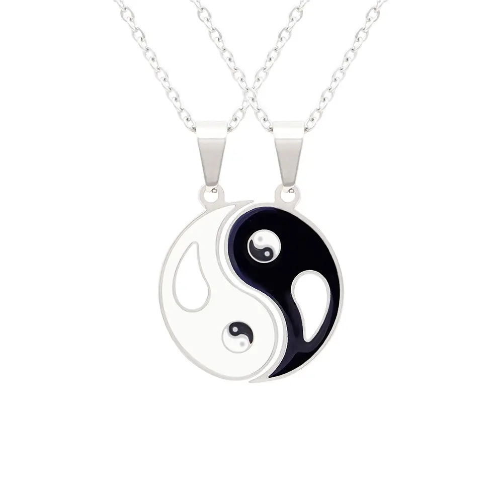 Überraschung preis Trendy Chinese Tai Chi Yin Yang Runde Halsketten für Liebhaber Edelstahl Paar Halskette Valentinstag Geschenk