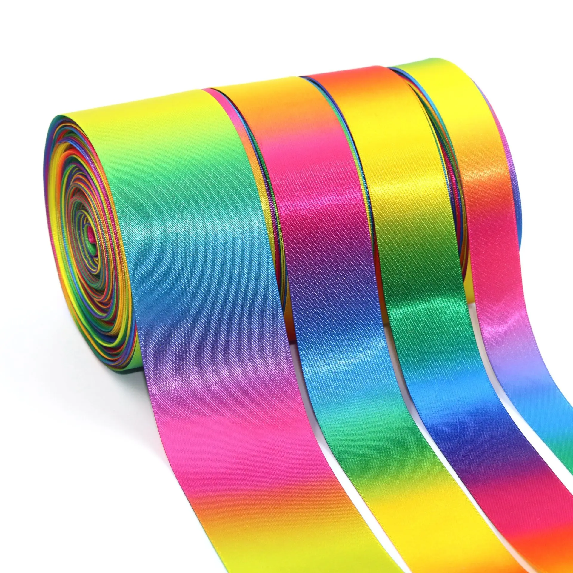 Commercio All'ingrosso della fabbrica Personalizzato Scuro Colorato Raso Grosgrain Gradiente Arcobaleno Nastro