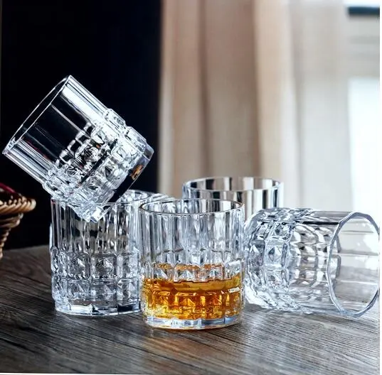 Groothandel Ronde Reliëf Creatieve Wijn Drank Glas Tuimelaars Whisky Glazen Beker Whisky Cadeau Set