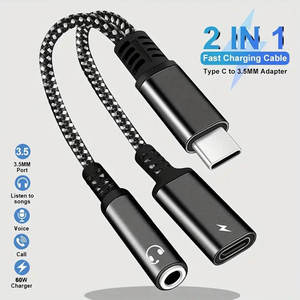 威林2合1音频电缆USB Type-C音频充电适配器，带3.5毫米耳机插孔，用于麦克风公母转换器 - Product Image 2