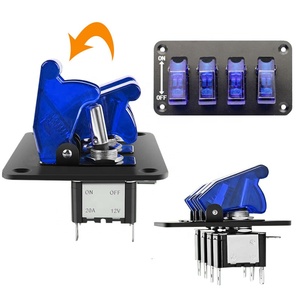 12V Rocker <strong>Switch</strong> Panel with LED Light Flip Cover Heavy-Duty ON/Off <strong>Switch</strong> Plate 3-Pin SPST 3-Gang Toggle <strong>Switch</strong> - Product Image 4