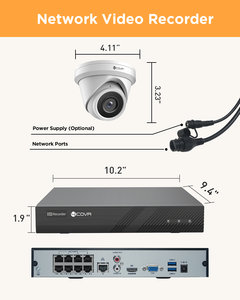 4摄像机安全系统4X 5 MP有线IP圆顶摄像机室外，带人工智能检测4K 8通道NVR 2TB硬盘 - Product Image 4