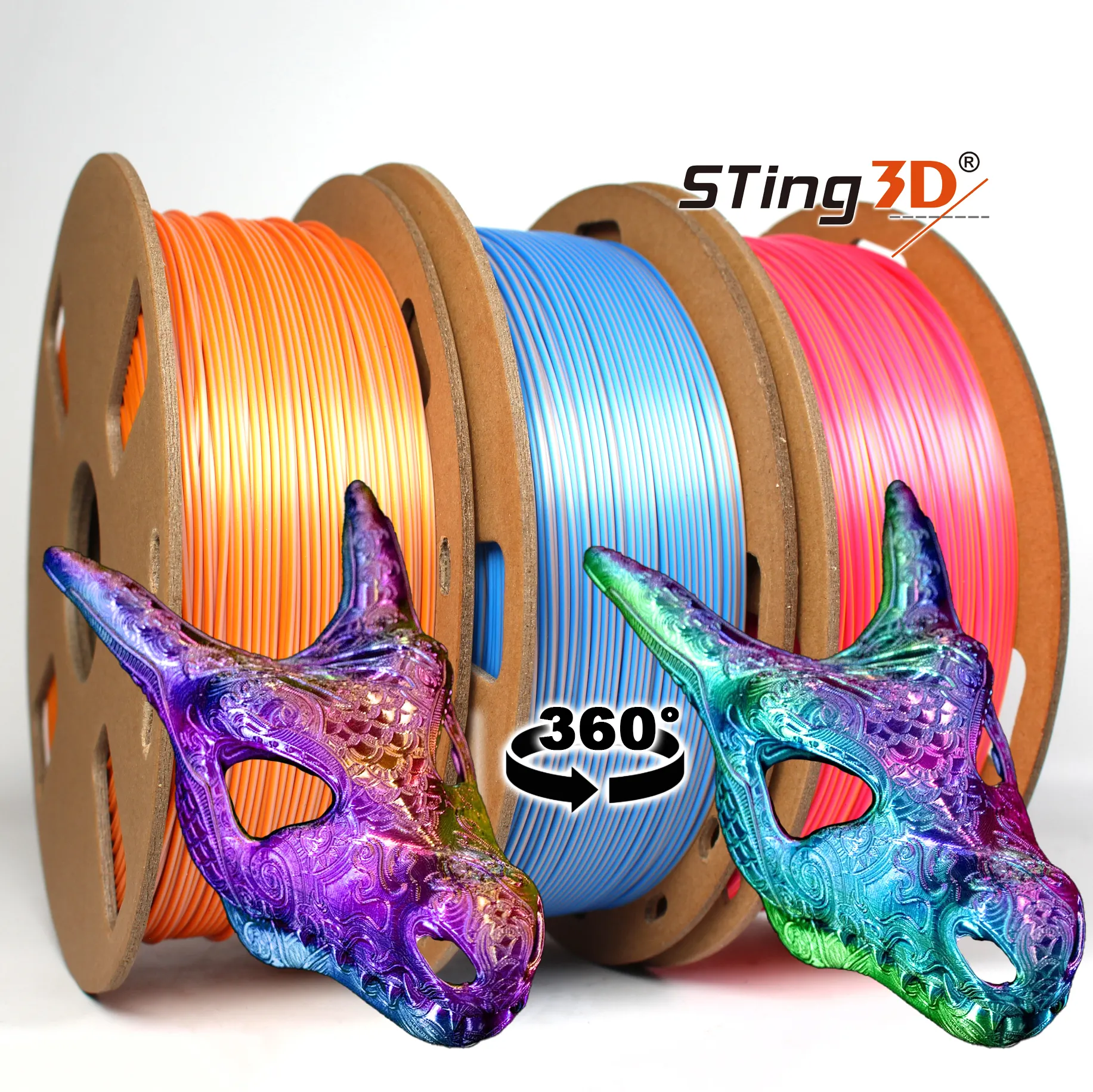 STING3D Tri-Color Coextrusion Magic PLA Filament Plus Dual-Color Coextrusion Magic PLA Filament tri color filament