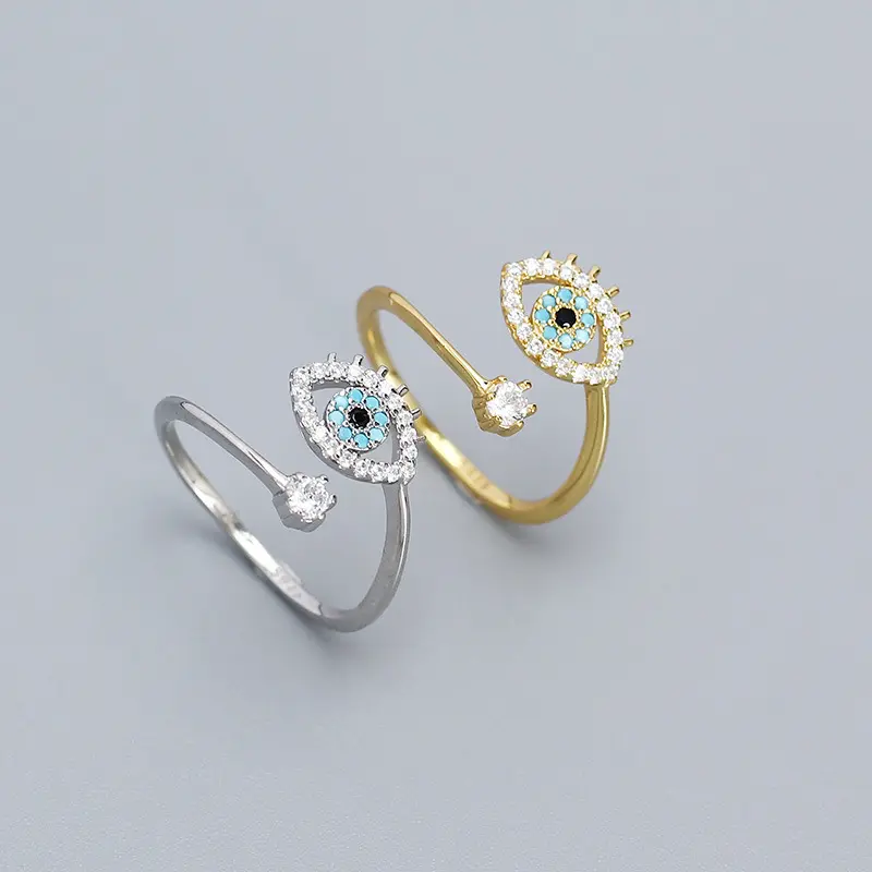 YICAI s925 Silver Devil's Eye Diamant zu öffnender Fingerring schmuck Exquisiter Kristall zirkon Charm Evil Eye Ring