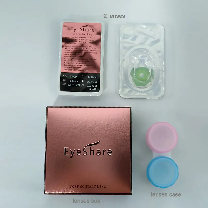 Caja de embalaje de lentes oculares de diseño gratuito, lentes de contacto de colores, venta al por mayor, caja de papel de lentes de contacto de marca personal