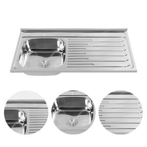 304 çelik tek kase sağ tahliye borusu mutfak lavabo seti yıkama pişirme için çok işlevli paslanmaz çelik mutfak lavabo - Product Image 3