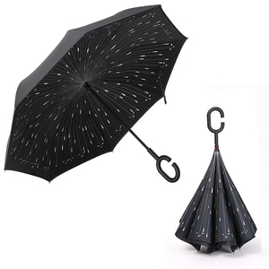 Guarda-chuva invertido com alça C personalizada para venda por atacado, guarda-chuva de arco de dupla camada à prova de vento, guarda-chuva de cabeça para baixo, guarda-chuva reverso interno