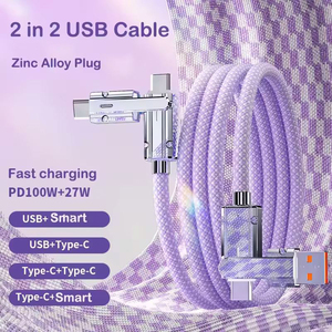 สายชาร์จเร็ว PD 2 IN 2 USB สายดาต้าแบบยืดหดได้พกพาสายชาร์จไมโคร USB Type C แบบ4 in 1 - Product Image 4