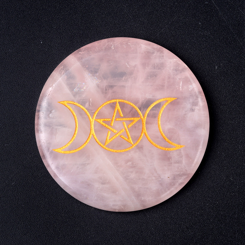 Lune triphasée en quartz rose