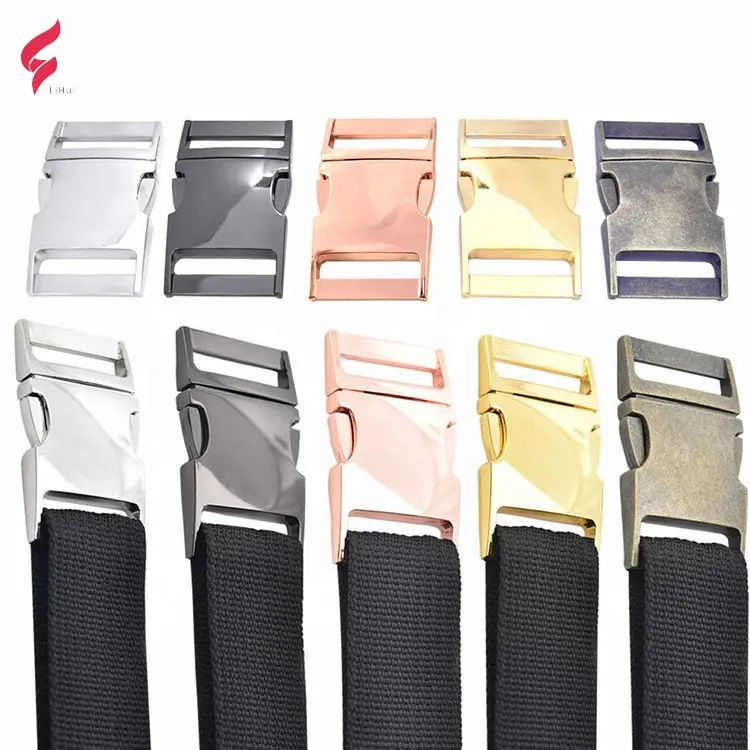 Custom Name Safety Belt Buckles Logo Side Quick Release Buckles Rose Gold Metal Eco-friendly Lead Free and Nickle Free 100pcs